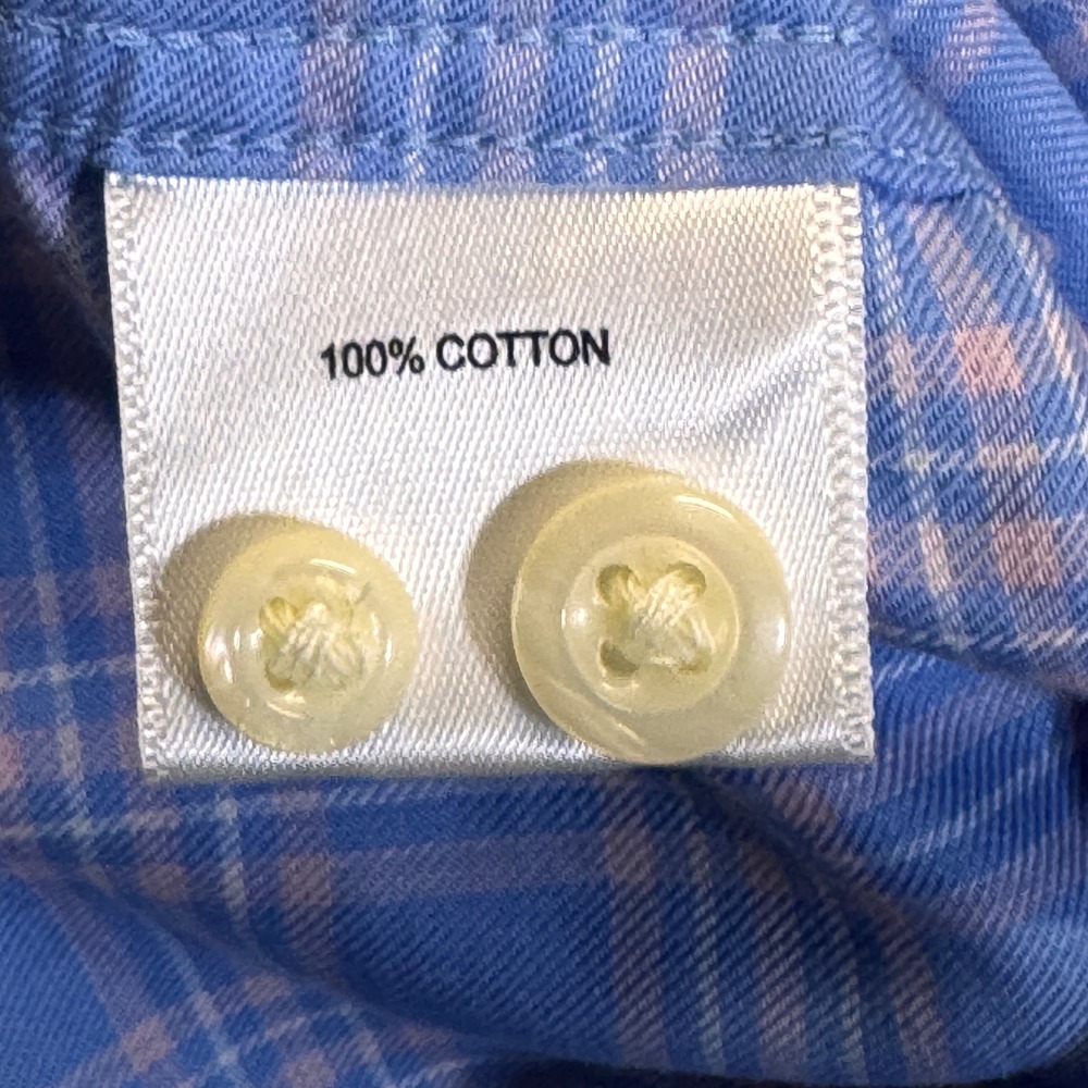 Peter Millar Clayton Shirt Mens XL Blue Pink Plaid Cotton Summer Preppy Coastal - Picture 8 of 8